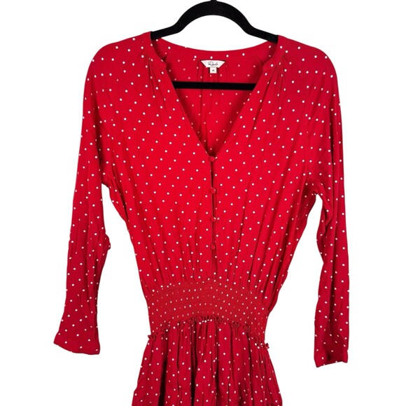 RAILS Dress Womens XS Jasmine Scarlett Red Smocked White Polka Dots Smocked - Picture 6 of 11
